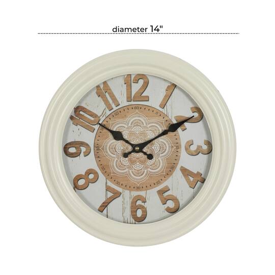 White Metal Farmhouse Wall Clock, 14" x 14" x 3"